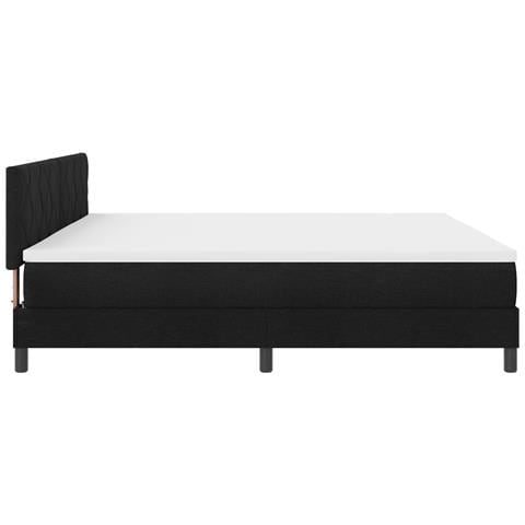 Letto con Rete a Molle Nero 200x200 cm Tessuto - Foto 9