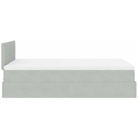 Pouf Letto con Materasso Grigio Chiaro 120x190 cm in Velluto - Foto 9