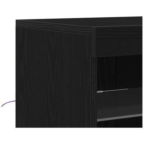 Mobile con luci LED Nero Rovere 60x37x67 cm - Foto 9