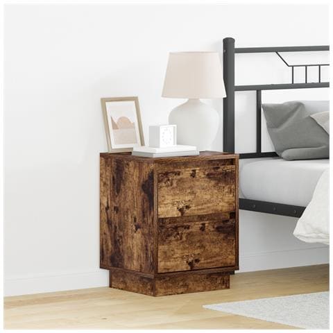 Comodini con luci LED 2 pezzi Rovere affumicato 39x34.5x50 cm - Foto 2