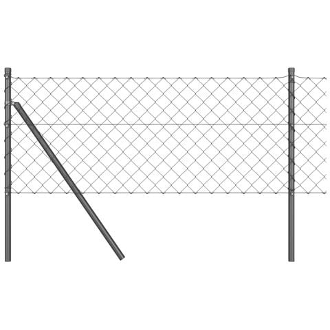Recinzione in rete metallica con 13 pali 0.6x25 m in acciaio zincato grigio - Foto 1