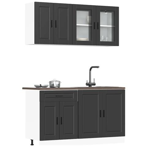 Set Mobili da Cucina 4 pz Kalmar Neri Legno Multistrato - Foto 2