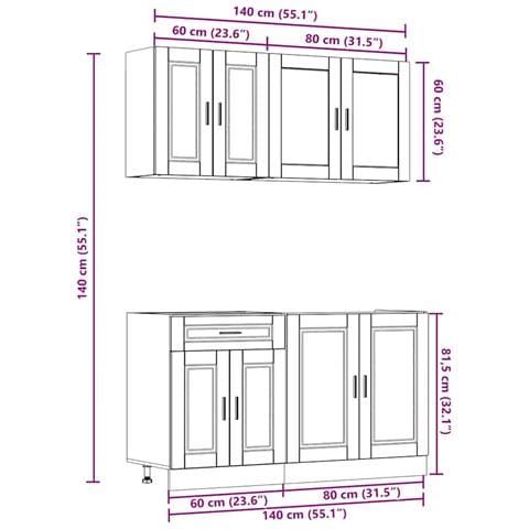 Set Mobili da Cucina 4 pz Kalmar Neri Legno Multistrato - Foto 9
