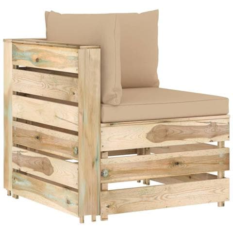 Divano Angolare Modulare Con Cuscini In Legno Impregnato Verde - Foto 2