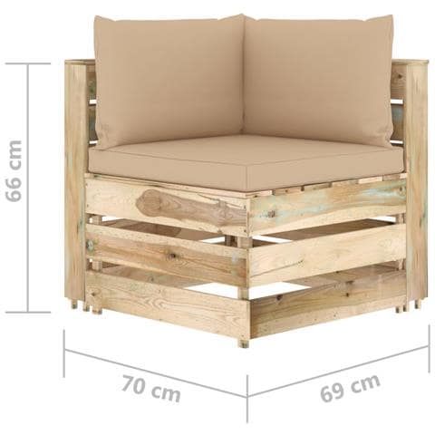 Divano Angolare Modulare Con Cuscini In Legno Impregnato Verde - Foto 6