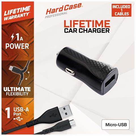 Caricatore Usb-a Per Accendisigari Da 5w 1a Hardcase Con Cavo Micro-usb, Nero - Foto 2