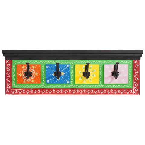 Appendiabiti Nero 80 x 25 x 2 cm Legno multistrato - Foto 1