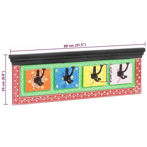 Appendiabiti Nero 80 x 25 x 2 cm Legno multistrato - Foto 9