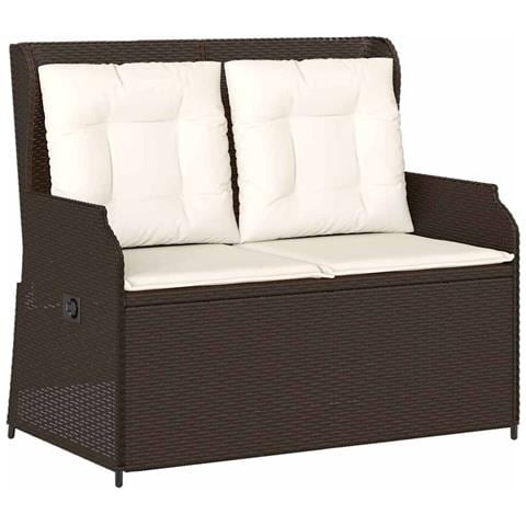 Panchina da giardino con cuscino Marrone Poly Rattan - Foto 1