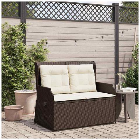 Panchina da giardino con cuscino Marrone Poly Rattan - Foto 2