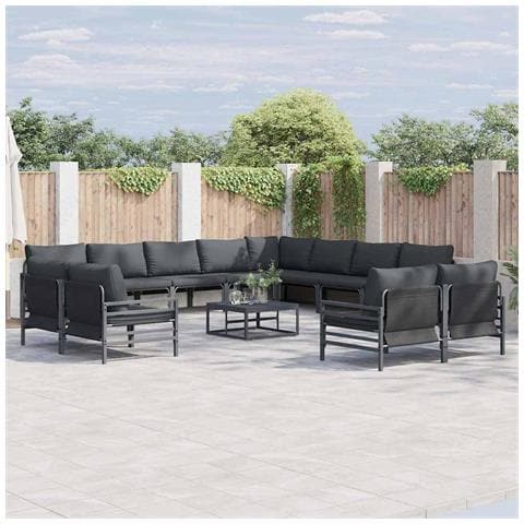 Set Divano da Giardino 13 pcs Antracite Acciaio - Foto 2