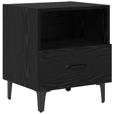 Armadio da Notte con cassetto Rovere nero 40 x 35 x 47,5 cm - Foto 1