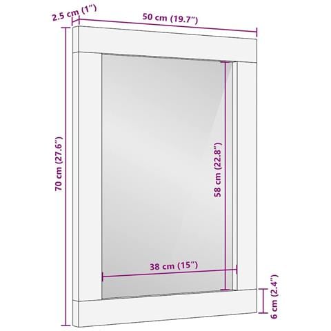 Specchio con specchio marrone e argento 50 x 70 cm - Foto 9