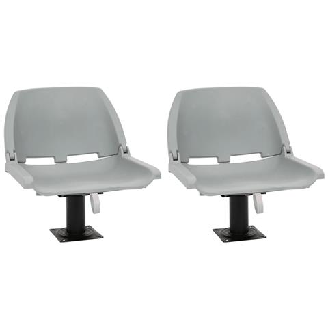 Set Sedile Barca Pieghevole 4pz Senza Cuscino Grigio 48x51x41cm - Foto 1