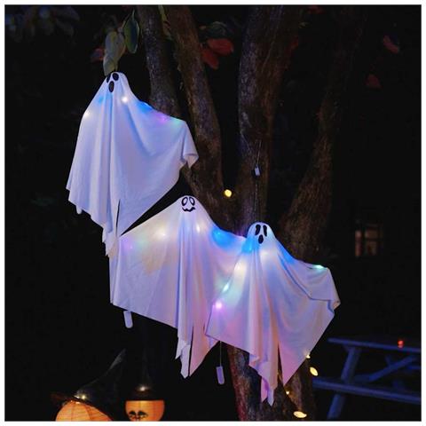 Fantasma appeso di Halloween 3 pcs Bianco 52 x 62 cm Poliestere - Foto 2