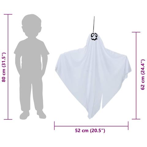 Fantasma appeso di Halloween 3 pcs Bianco 52 x 62 cm Poliestere - Foto 7
