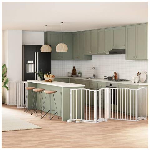 Cancello Cani Porta Pieghevole Bianco 10 Pannelli 800 cm Pioppo - Foto 2