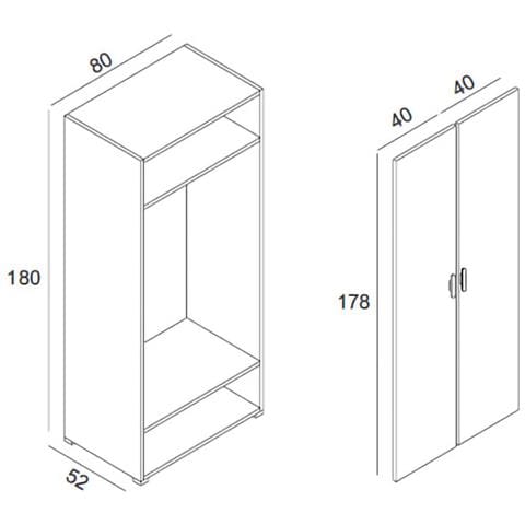 Armadio Camera Da Letto Susella - Guardaroba 2 Ante 2 Ripiani, 80x180h Cm Bianco - Foto 6