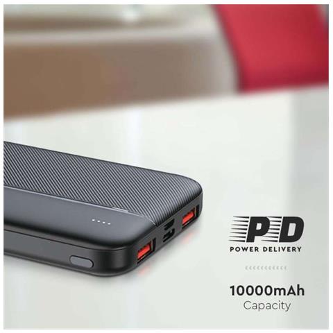 Power Bank 10000mAh, Ricarica Rapida PD 22.5W, USB-A, USB Type-C, Micro USB, Bianco, colore Nero - Foto 2