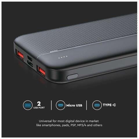 Power Bank 10000mAh, Ricarica Rapida PD 22.5W, USB-A, USB Type-C, Micro USB, Bianco, colore Nero - Foto 3