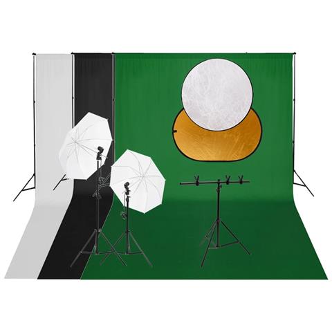 Kit per Studio Fotografico con Set Luci, Fondale e Riflettore - Foto 1