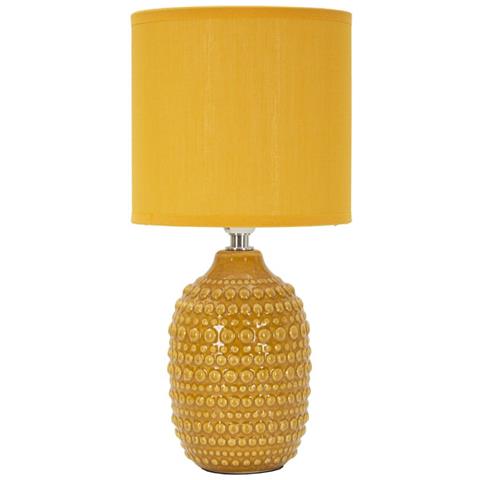 Lampada Da Comodino Points Ocra In Ceramica Con Paralume In Tessuto — Ø 15 Cm - Foto 1