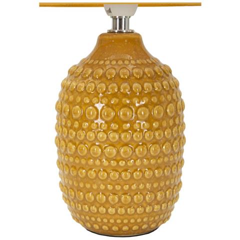 Lampada Da Comodino Points Ocra In Ceramica Con Paralume In Tessuto — Ø 15 Cm - Foto 2