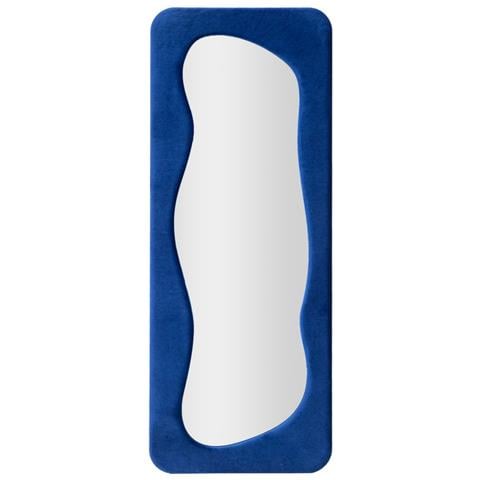 Specchio Da Parete Theodor In Velluto Blu Con Specchio Sagomato 67x166 Cm - Foto 1