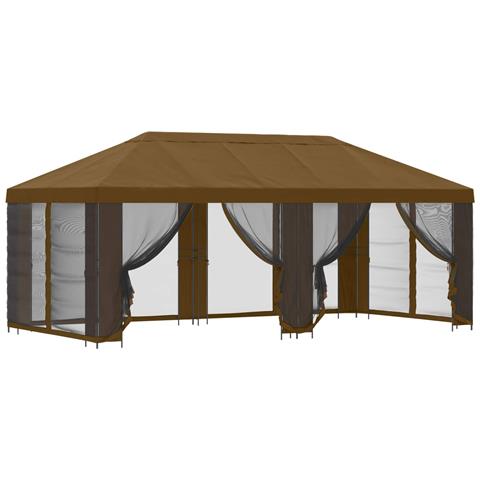 Gazebo con pareti laterali 6 x 3 m Tortora Poliestere e Acciaio - Foto 1