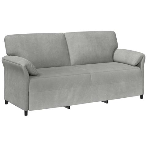 Divano 3-Persone Grigio Chiaro 198 x 83 x 95 cm Velluto - Foto 1