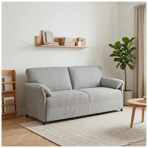 Divano 3-Persone Grigio Chiaro 198 x 83 x 95 cm Velluto - Foto 2