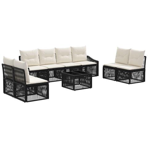 Set Divano da Giardino 9 pcs Nero polyrattan - Foto 1