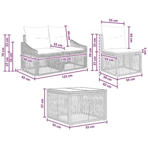 Set Divano da Giardino 9 pcs Nero polyrattan - Foto 9