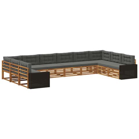 Set divani con cuscino 10 pcs Legno di Acacia Massello - Foto 1