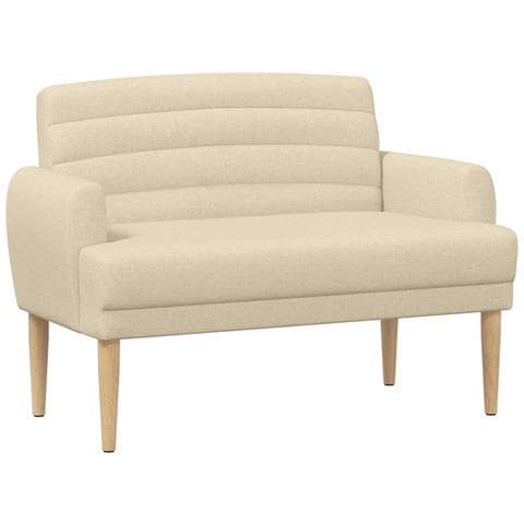 Loveseat con bottoni imbottiti Crema 116 x 67 x 80 cm Tessuto - Foto 1