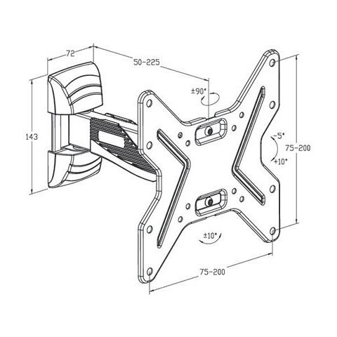 Supporto murale 2 Snodi Inclinabile per TV da 26/40” dotato di passacavi - Foto 2