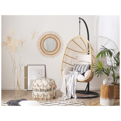 Poltrona Sospesa In Rattan Beige Con Piedistallo Casoli - Foto 14