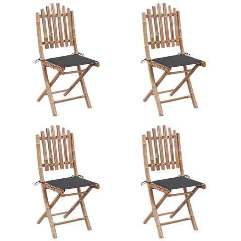 Set Da Pranzo Da Giardino 5 Pz Pieghevole Con Cuscini In Bamb? - Foto 10