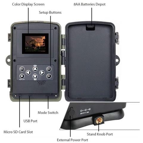 Telecamera Per Animali Selvatici, 24mp 1080p Backcountry Camera Con Visione Notturna, 0,2s Attivazione Del Movimento Per La Caccia All'aperto Trappola Orologio (verde) - Foto 5