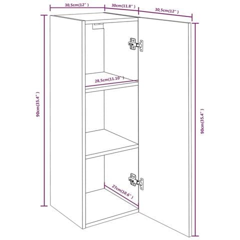 Mobile Tv Grigio Sonoma 30,5x30x90 Cm In Legno Multistrato - Foto 2