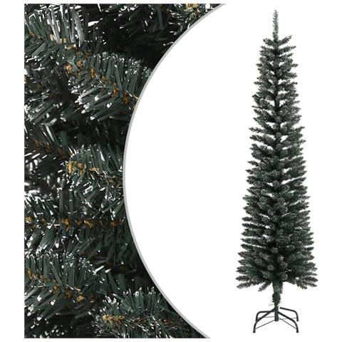 Albero Di Natale Artificiale Sottile Con Base Verde 210 Cm Pvc - Foto 1