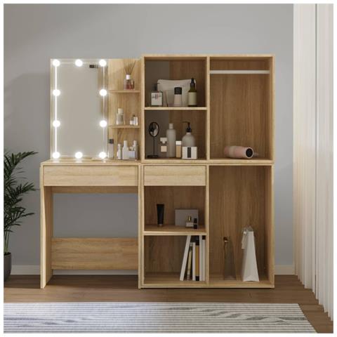 Toeletta Led Con 2 Armadietti Legno Multistrato Rovere Sonoma - Foto 16