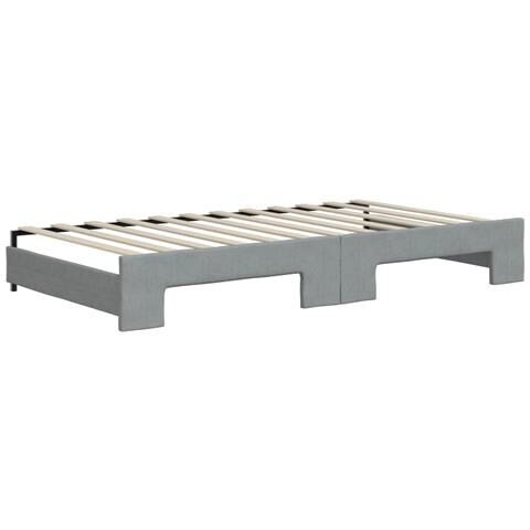 Divano Letto Estraibile Materassi Grigio Chiaro 100x200 Tessuto - Foto 2