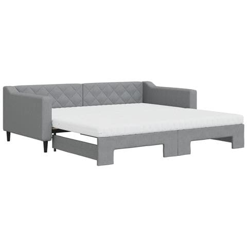 Divano Letto Estraibile Materassi Grigio Chiaro 100x200 Tessuto - Foto 1