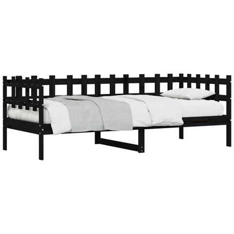 Dormeuse Nera 80x200 Cm In Legno Massello Di Pino - Foto 3