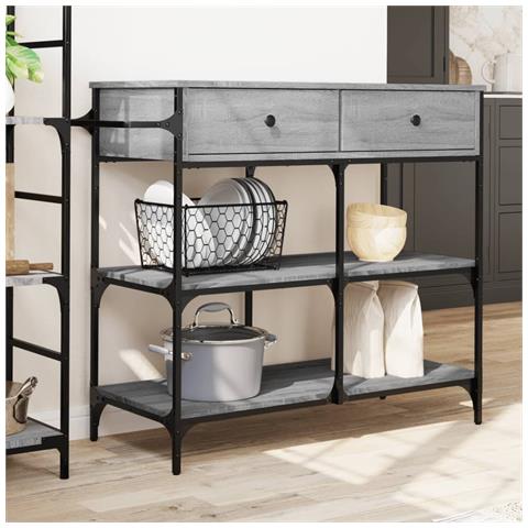 Carrello Cucina Grigio Sonoma 105x42x95 Cm In Legno Multistrato - Foto 3