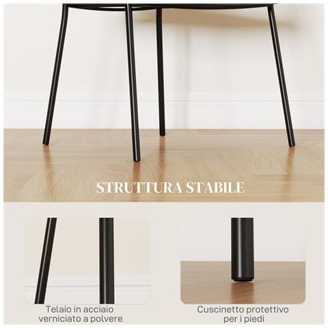 Set 2 Sedie Per Cucina Imbottite, In Tessuto Effetto Velluto E Acciaio, 57x53x73 Cm, Verde - Foto 6