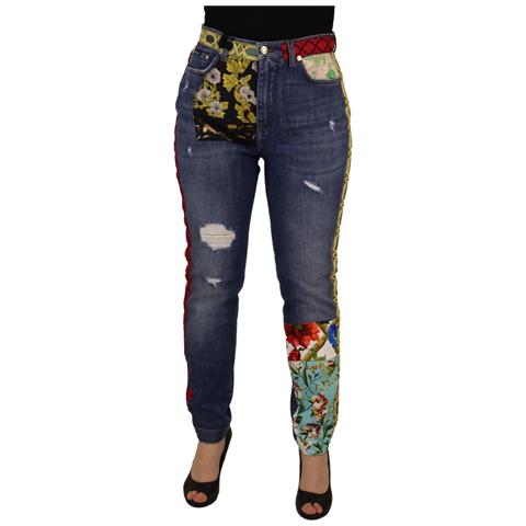 Jeans In Denim A Vita Alta Patchwork Blu - It42-m - Foto 1