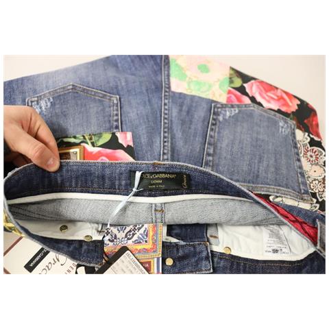 Jeans In Denim A Vita Alta Patchwork Blu - It42-m - Foto 5