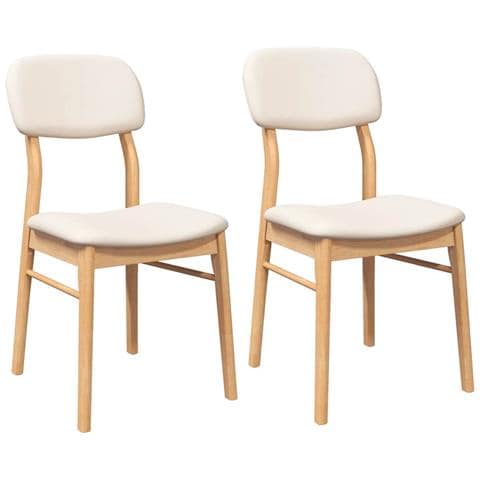 Sedie da Pranzo con Cuscini 2 pz Naturale Legno Massello Hevea - Foto 1